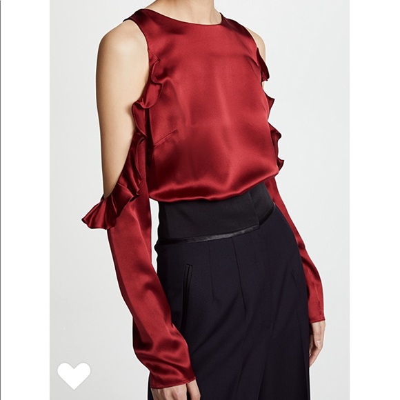 Cushnie Cold Shoulder Top in Ruby Red Size 0 - Picture 2 of 8